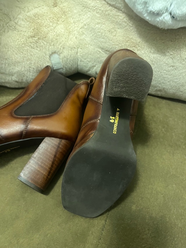 A. Martinengo Brown Leather Boots Size 39 - photo 3