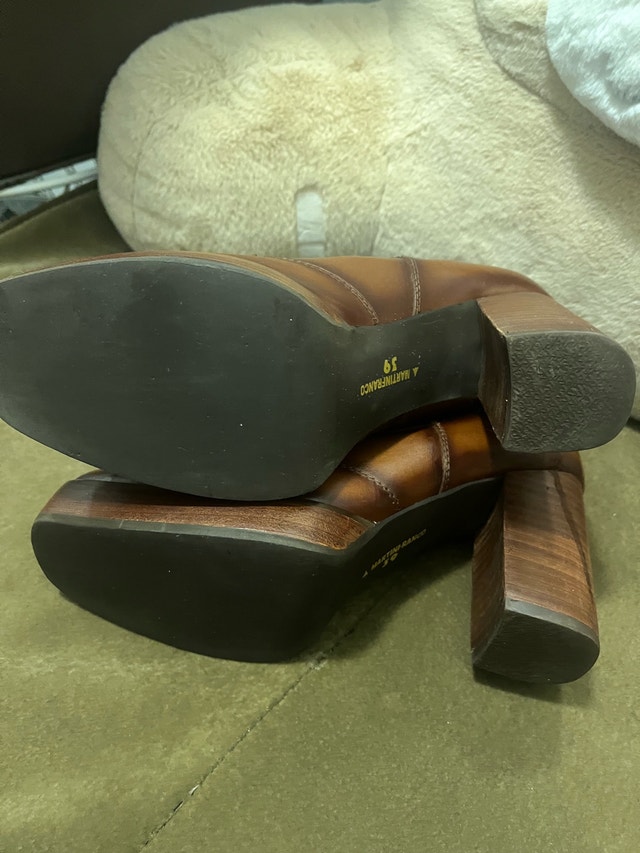 A. Martinengo Brown Leather Boots Size 39 - photo 4