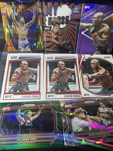 Kamaru Usman Lot Insert My House 2021 Panini + Kevin Holland Ora