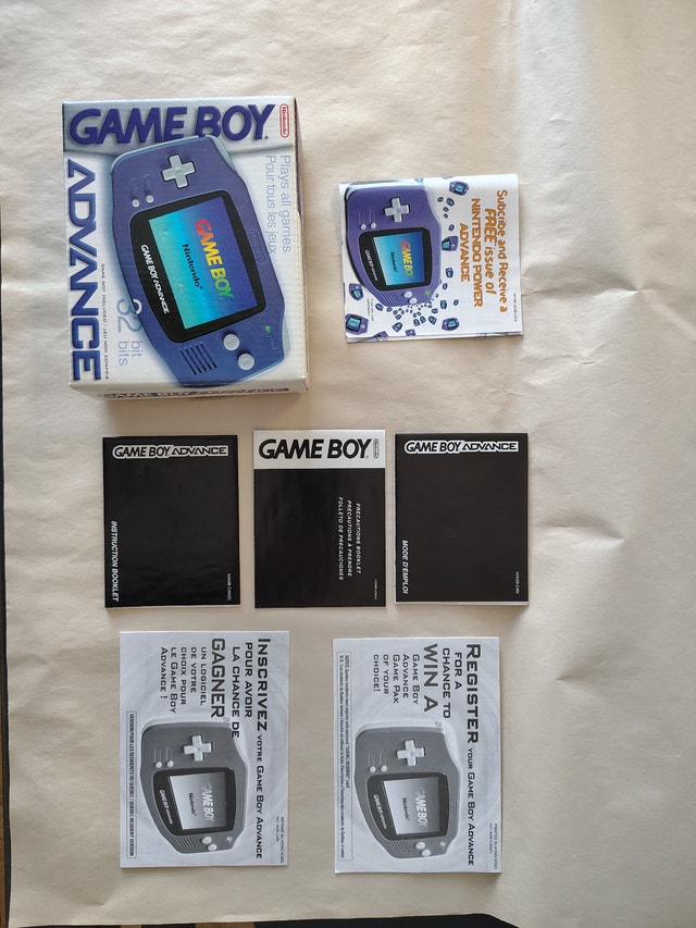 Gameboy Advance Box, Manuals & Inserts - Indigo & Glacier