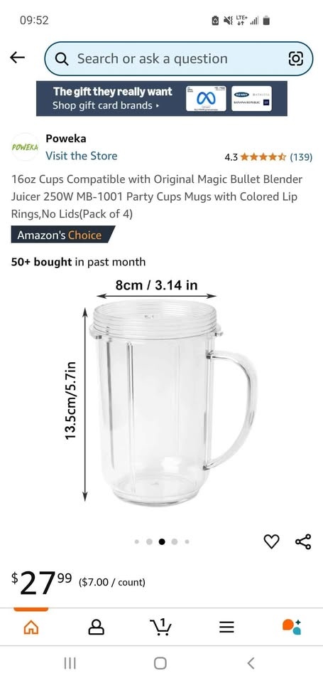 4x 16oz Magic Bullet Cups with Coloured Rings - photo 2
