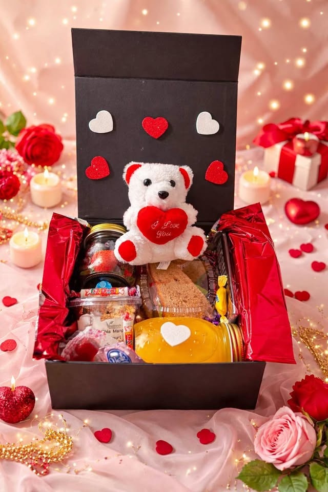 Valentine's Day Gift Box with Teddy Bear & Treats