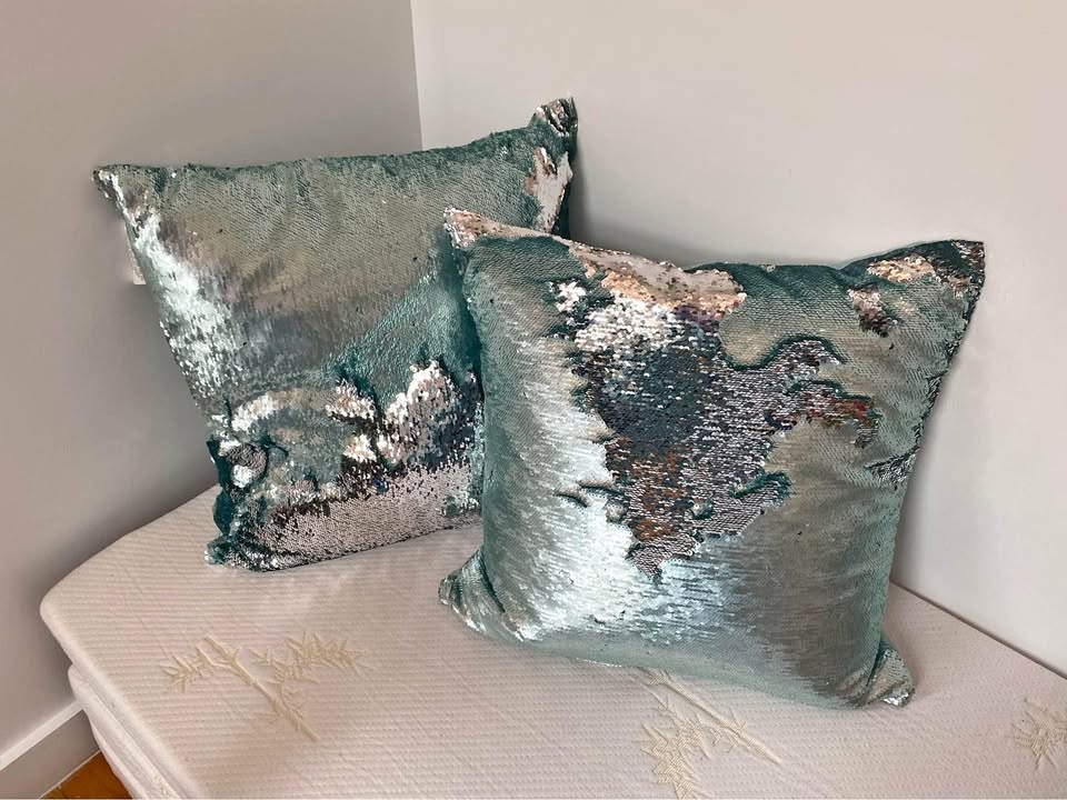 2 Duck Feather 20” Thro by Marlo Lorenz Sequin Pillows