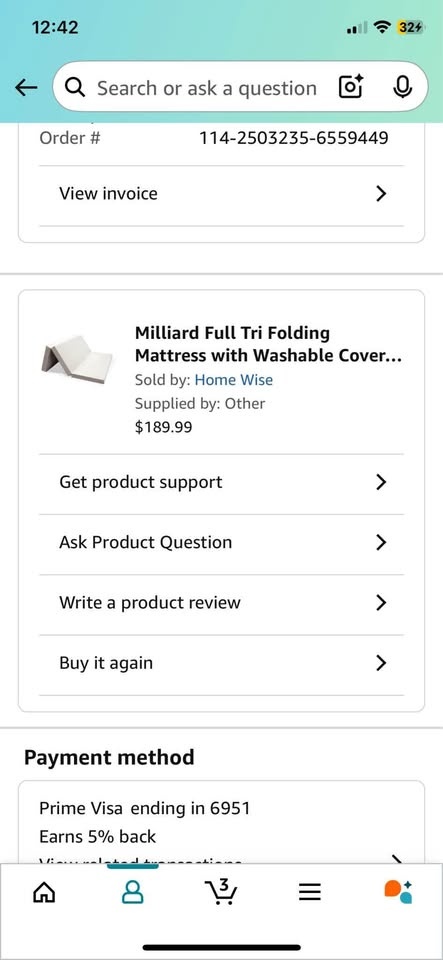 Full Size TriFold Mattress + Cover - Used Once - photo 5