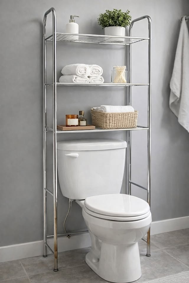Over-The-Toilet Wire Storage Shelf – Space Saver