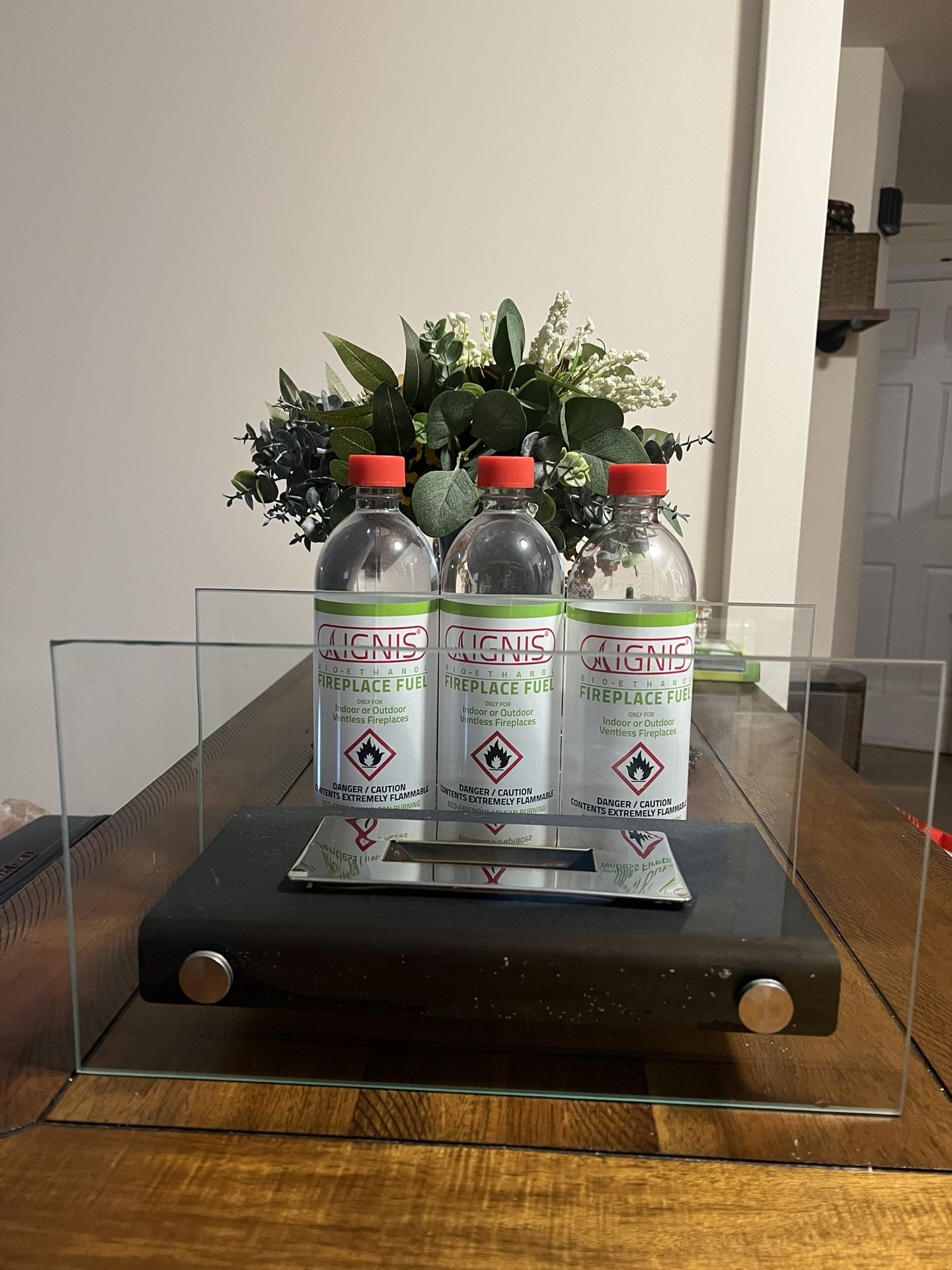 Tabletop Fire Pit With 3 Bottles Fuel!