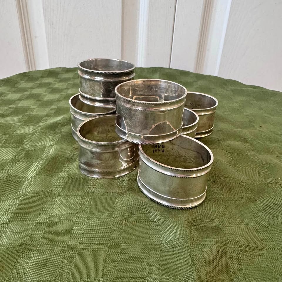 8 Electro Plate Brass Napkin Rings