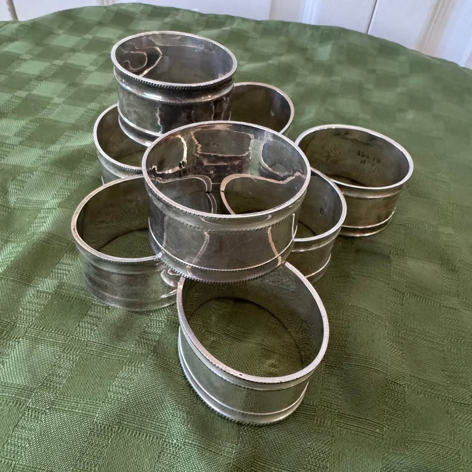 8 Electro Plate Brass Napkin Rings - photo 2