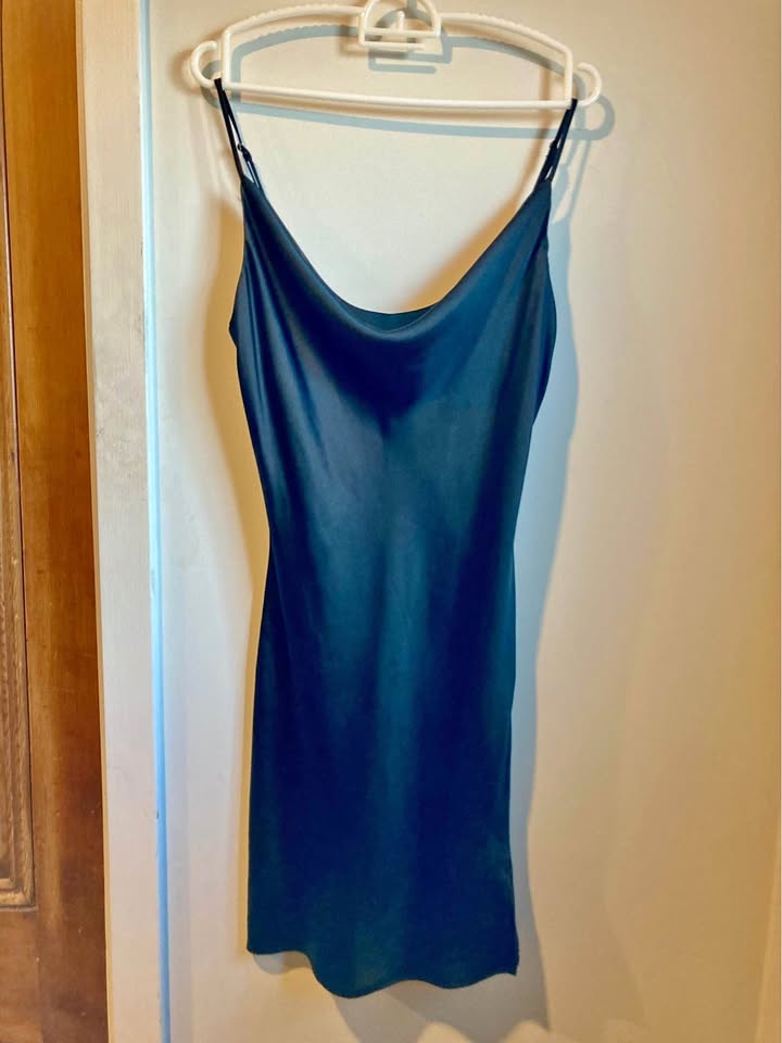 Dynamite black satin slip dress