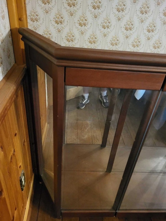 Dark Wood and Glass Display Cabinet - 59" Wide - photo 2