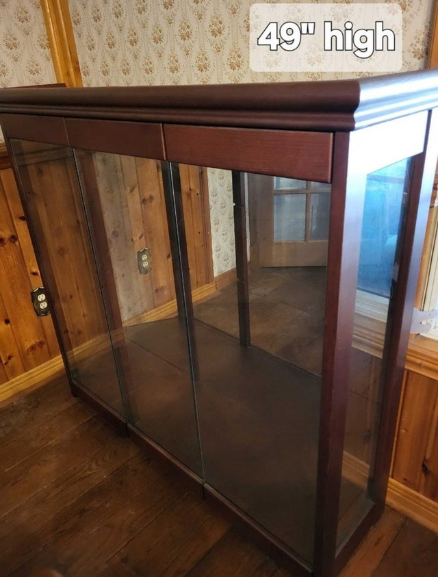 Dark Wood and Glass Display Cabinet - 59" Wide - photo 3