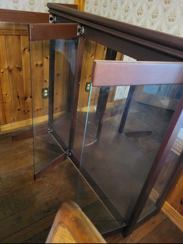 Dark Wood and Glass Display Cabinet - 59" Wide - photo 4