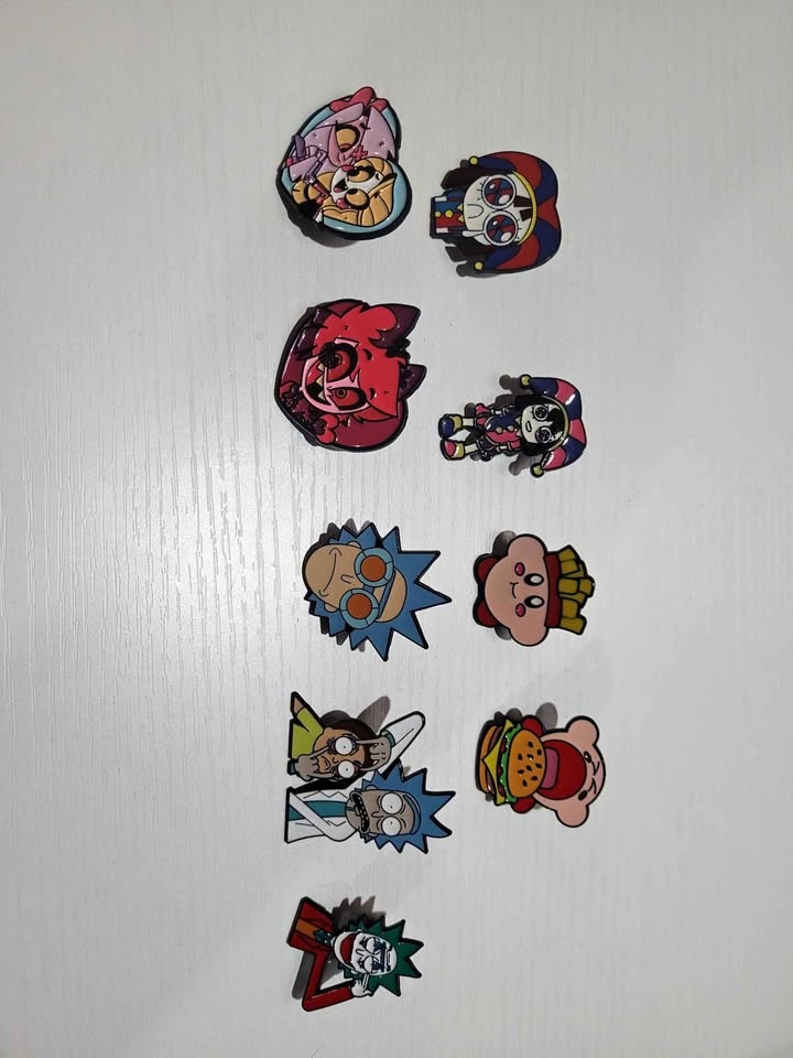 Enamel Pins - Kirby, Hazbin Hotel, Pomni, Rick
