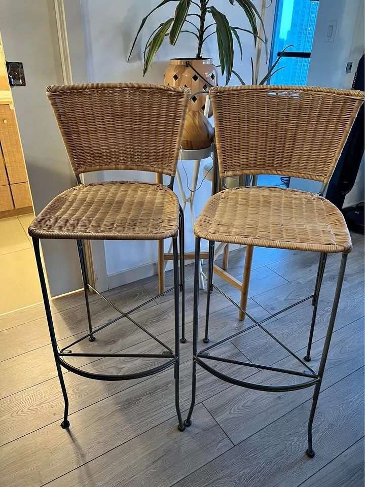 Metal ratan bar stools thumbnail