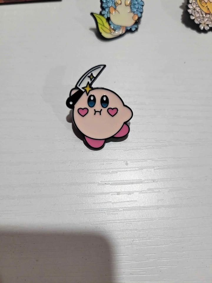 Kirby with a Knife Enamel Pin
