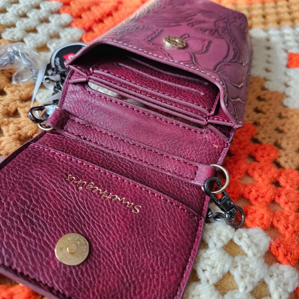 Save The Girls RFID Touchscreen Floral Crossbody Bag - Burgundy - photo 4