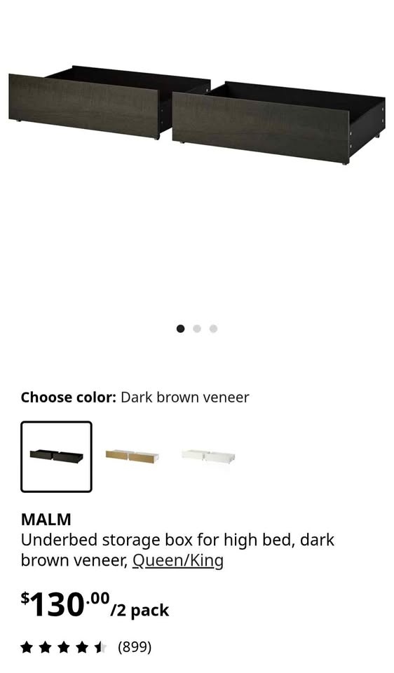 IKEA MALM Underbed Storage Boxes Dark Brown Queen/King (2-pack)