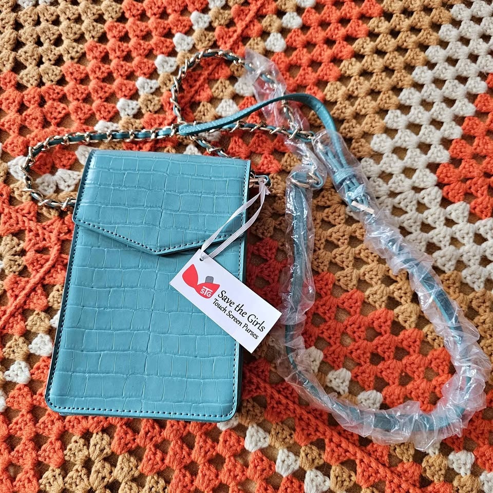 Save The Girls Turquoise RFID Touchscreen Crossbody Bag