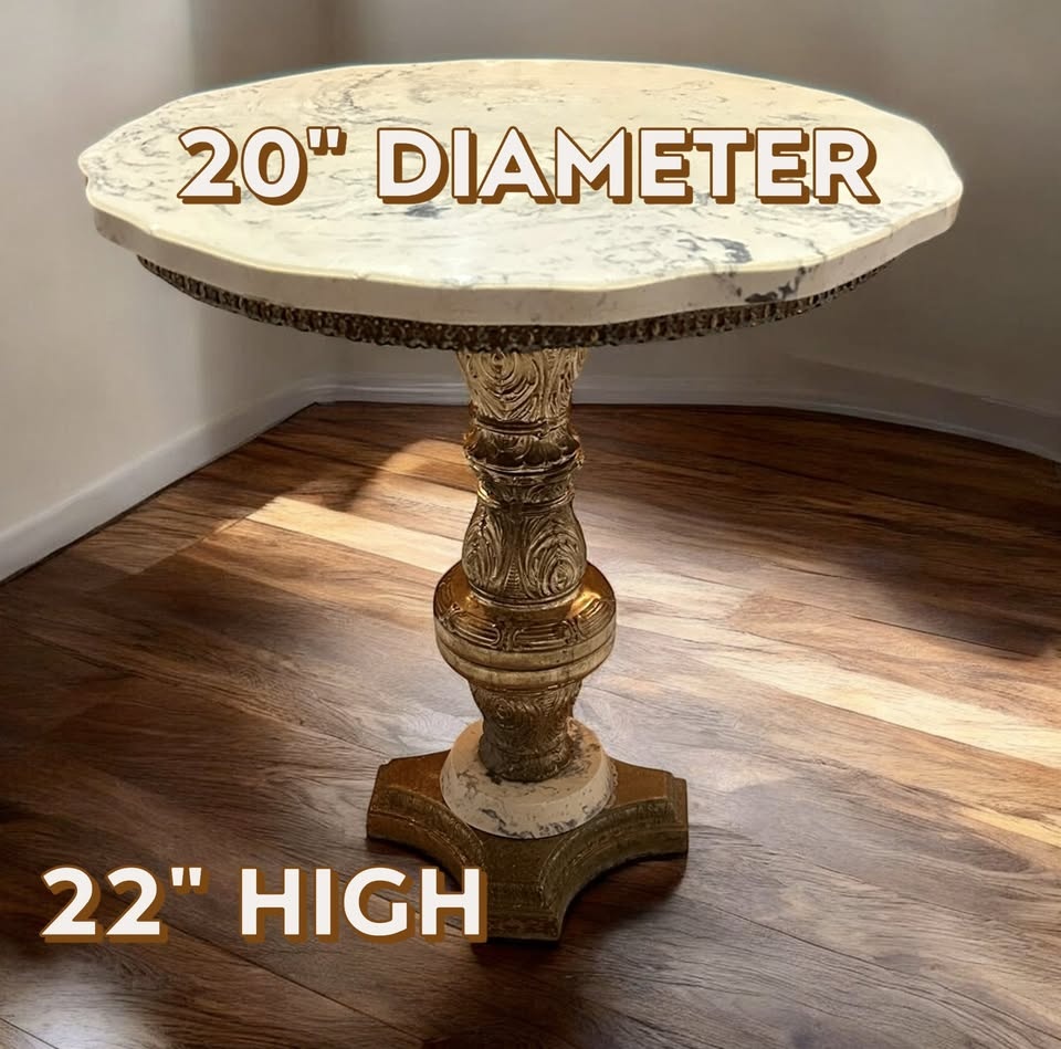 Vintage Gold-Toned Marble Top Accent Table w/ Extra Marble Top! - photo 4