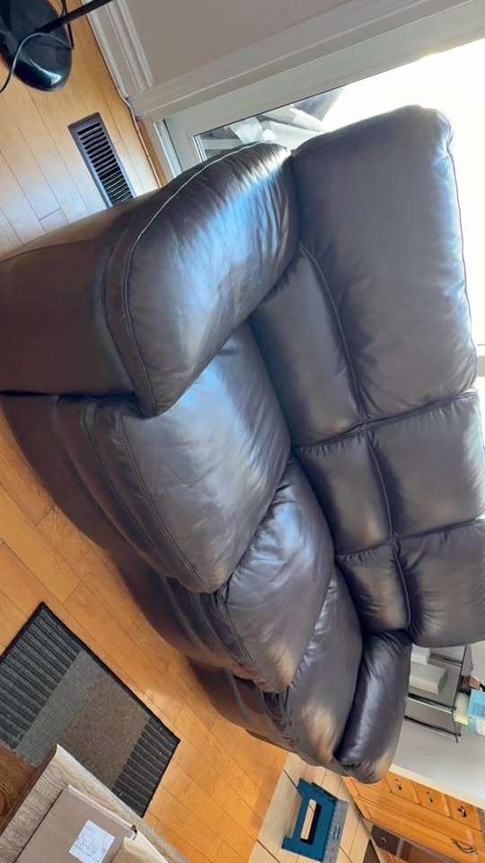 Dark Brown Leather 3-Seater Couch