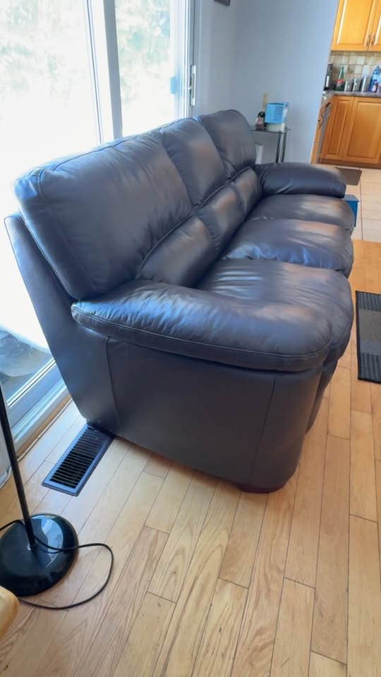 Dark Brown Leather 3-Seater Couch - photo 2