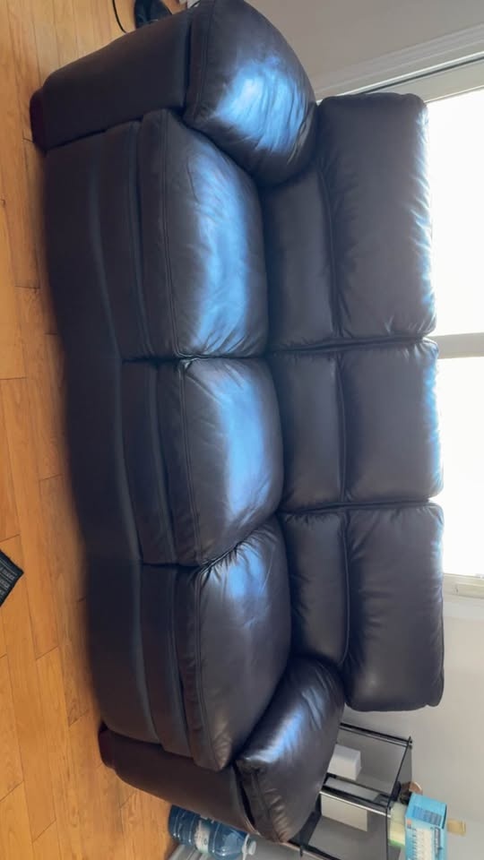 Dark Brown Leather 3-Seater Couch - photo 3