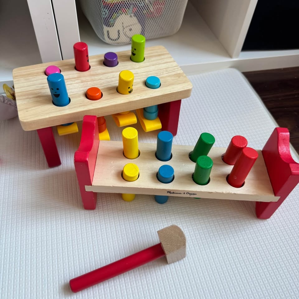 Melissa & Doug Wooden Pound Bench Set (2 Benches + Mallet) - photo 2