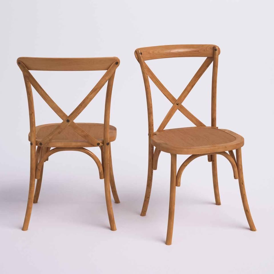 Norma Stackable Wooden Cross Back Chairs (Set of 2) - photo 2