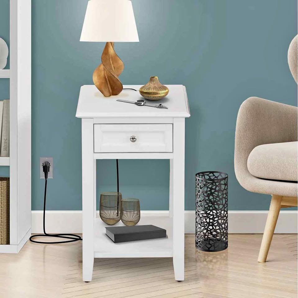 Katon Solid Wood End Table with Storage and Drawer