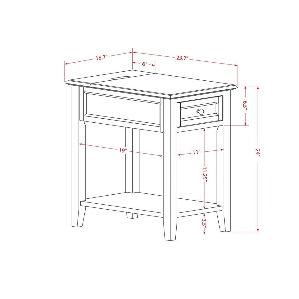 Katon Solid Wood End Table with Storage and Drawer - photo 4