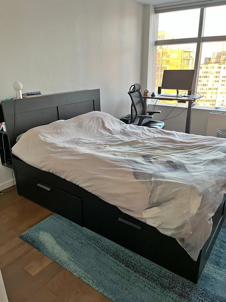 IKEA Queen Bed Frame with 4 Drawers and Headboard - photo 2
