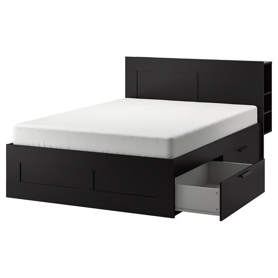 IKEA Queen Bed Frame with 4 Drawers and Headboard