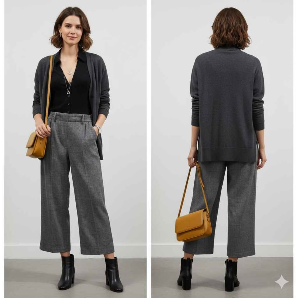 Aritzia Wilfred Allant Pant Wool Cashmere Grey Plaid Wide Leg Tr - photo 4