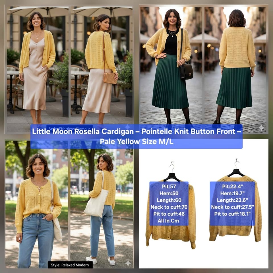 Little Moon Rosella Cardigan - Pointelle Knit Button Front M/L