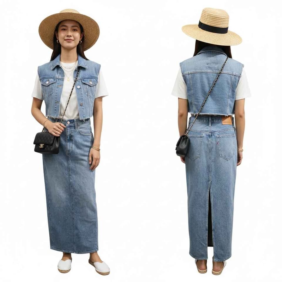Aritzia Denim Forum The '90s Maxi Denim Pencil Skirt Size 26 - photo 3