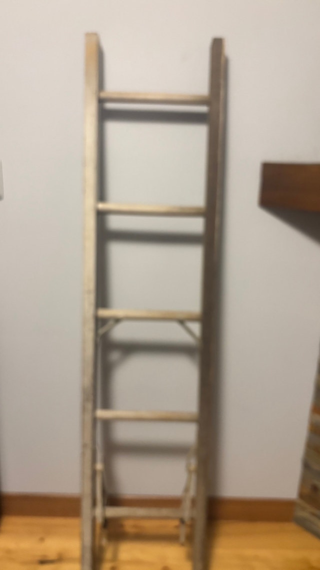 Antique 5 Step Wooden Ladder