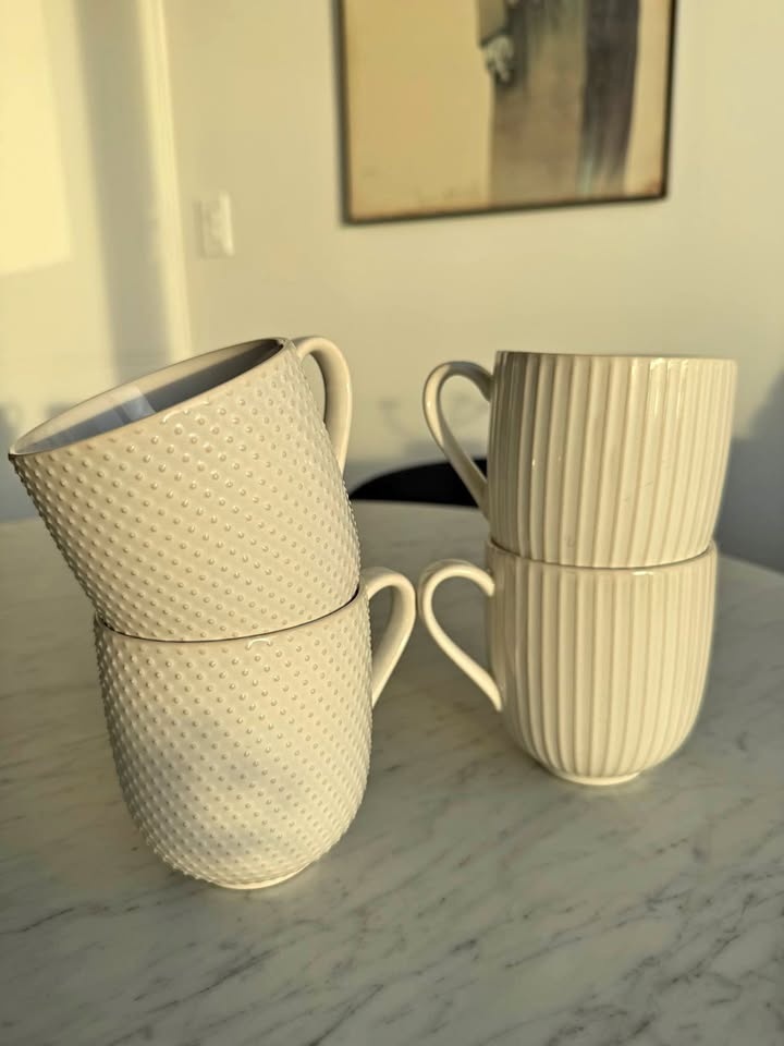 West Elm Textured Stoneware Mug Set - 4 Cream/Ivory