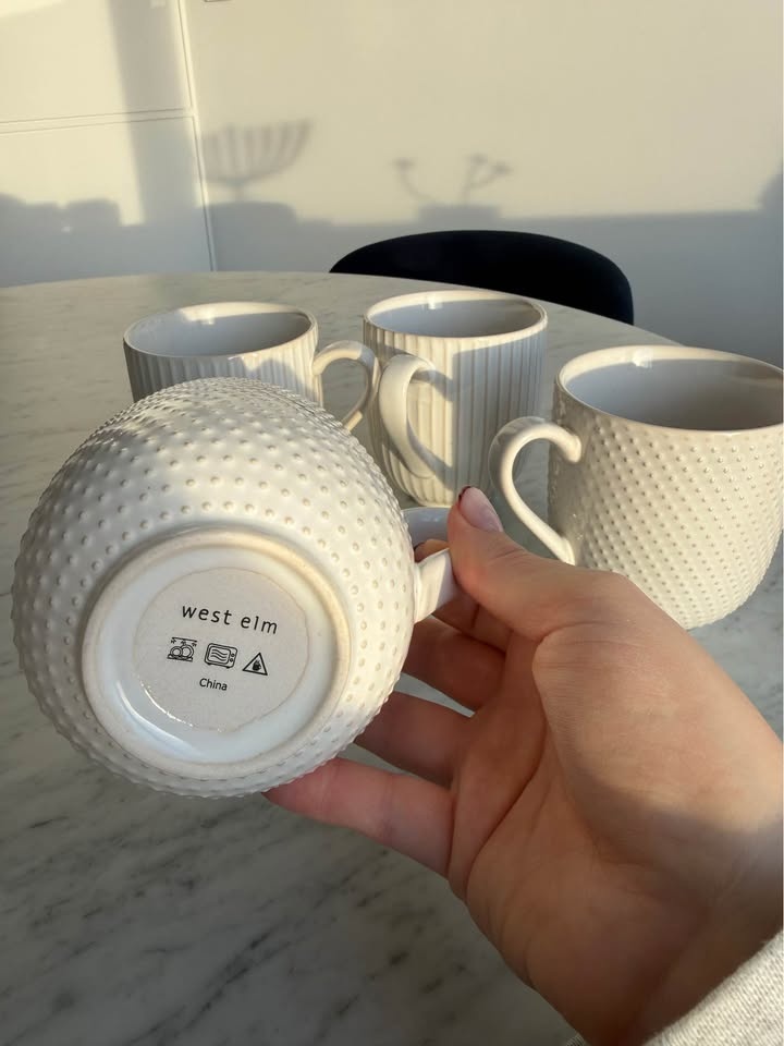 West Elm Textured Stoneware Mug Set - 4 Cream/Ivory - photo 2
