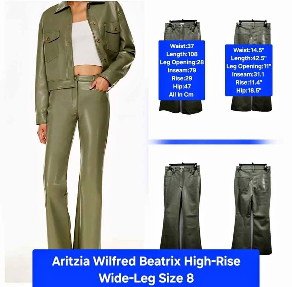 Aritzia Wilfred Beatrix High-Rise Wide-Leg Vegan Leather Pants S