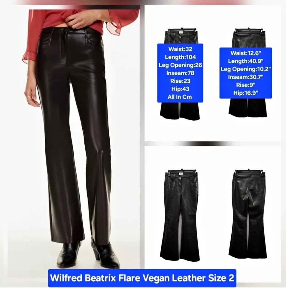 Aritzia Wilfred Beatrix Flare Vegan Leather Pants Size 2