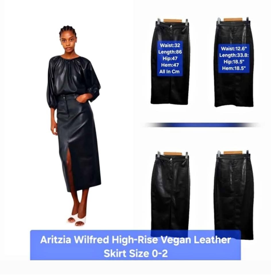 Aritzia Wilfred High-Rise Vegan Leather Midi Skirt Size 0-2