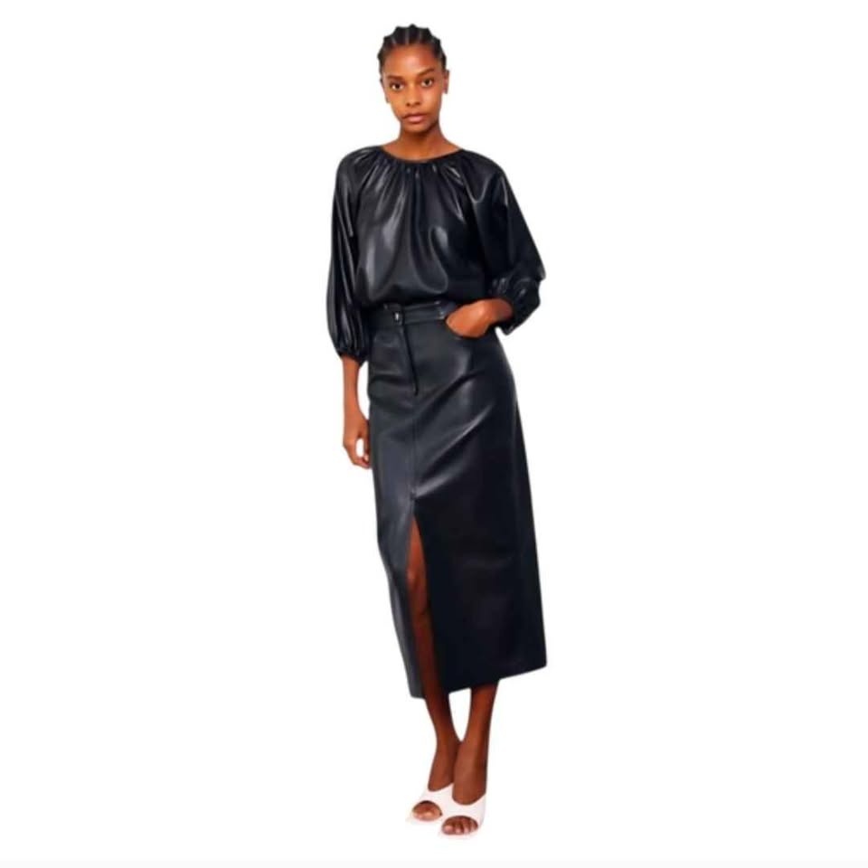 Aritzia Wilfred High-Rise Vegan Leather Midi Skirt Size 0-2 - photo 3
