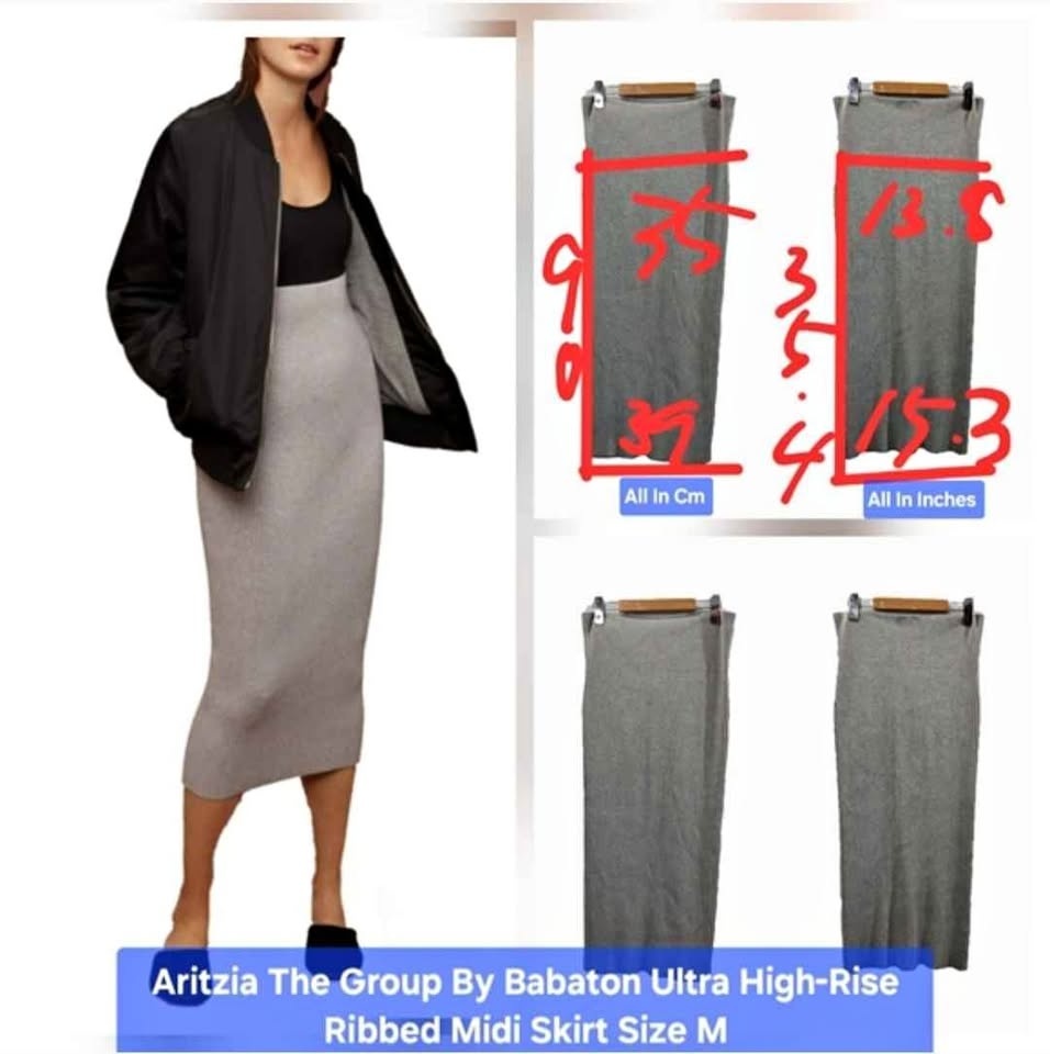 Aritzia The Group By Babaton Ultra High-Rise Ribbed Midi Skirt M