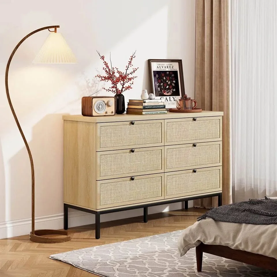 Bay Isle Home Boho Natural Rattan 6-Drawer Dresser thumbnail