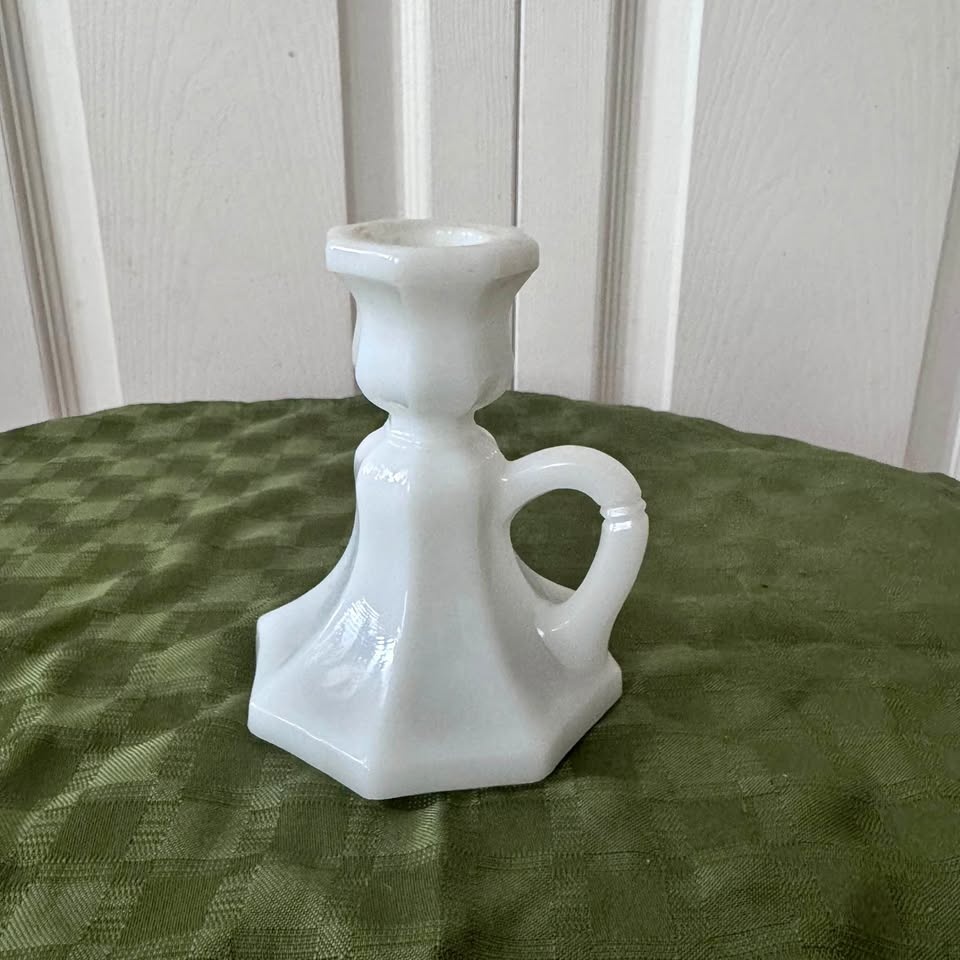 Milk Glass Colonial Style MCM Candle Holder