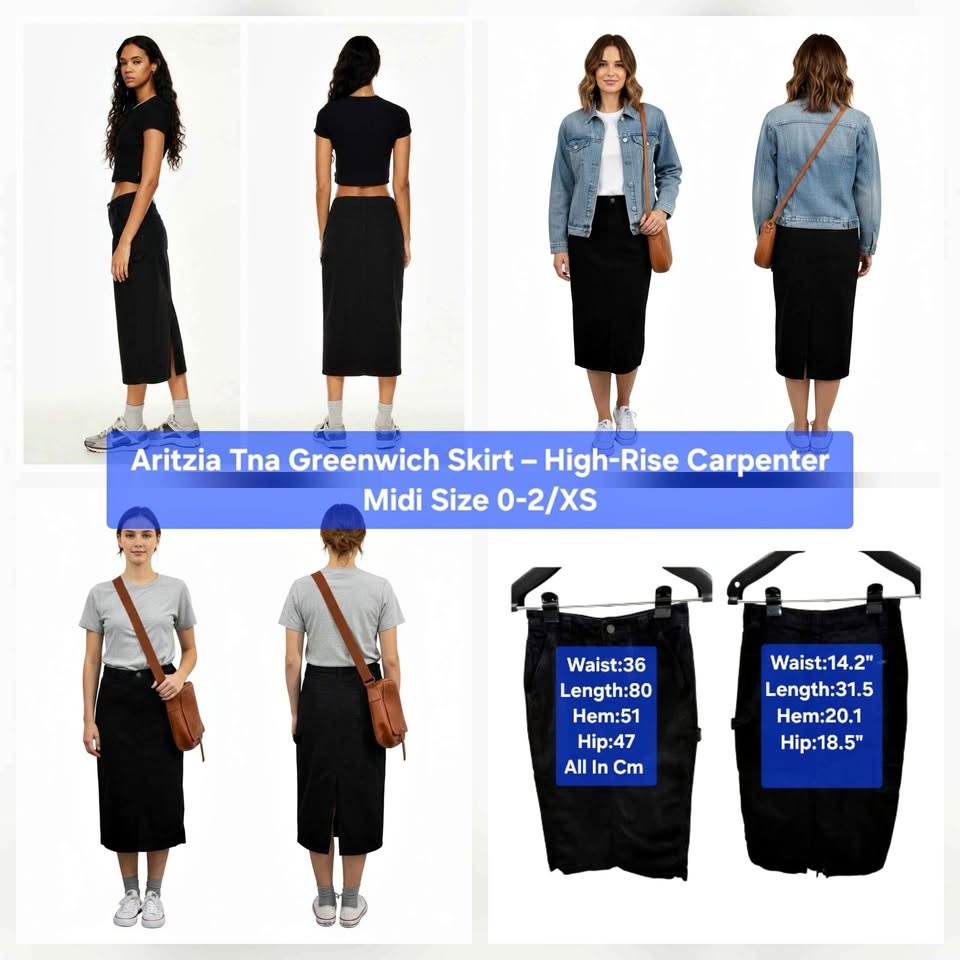 Aritzia Tna Greenwich Carpenter Midi Skirt Size 2
