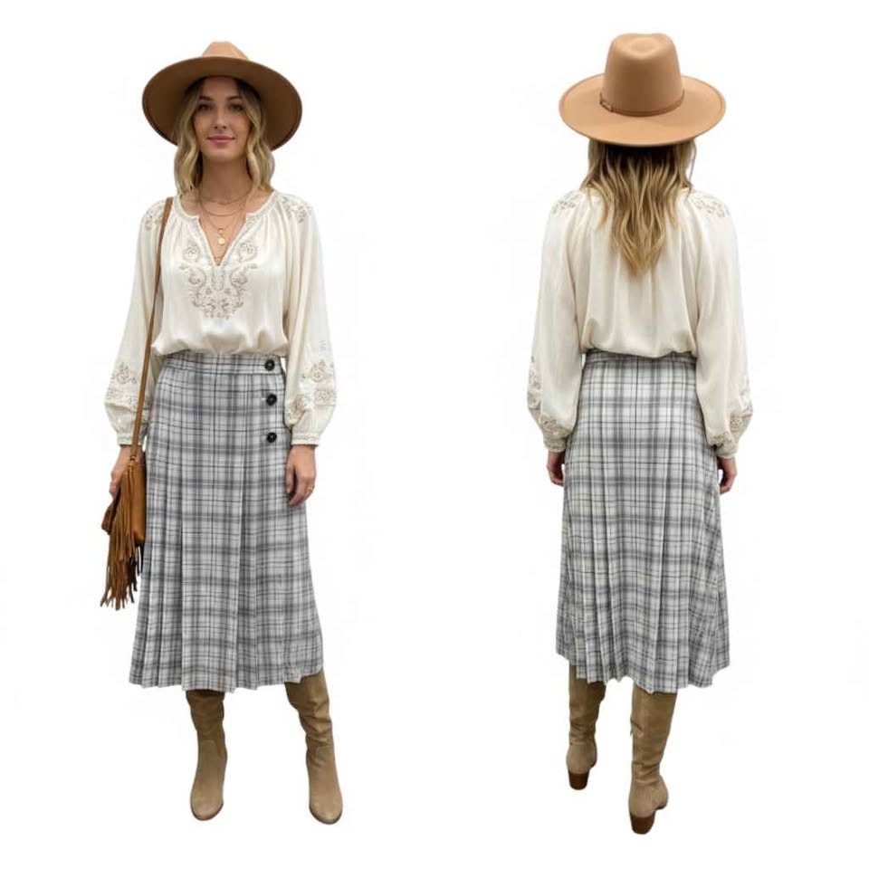 Aritzia Wilfred Trissy Check Skirt - Plaid A-Line Wrap Size 4 - photo 3