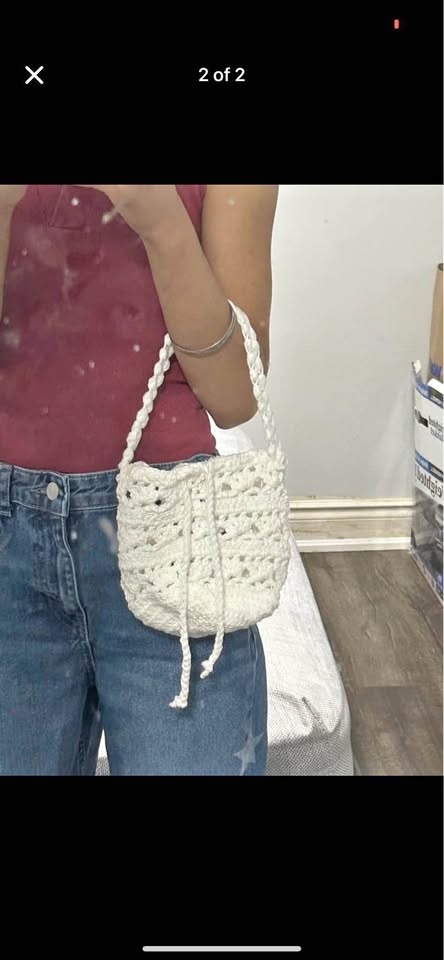 White Handmade Crochet Bag