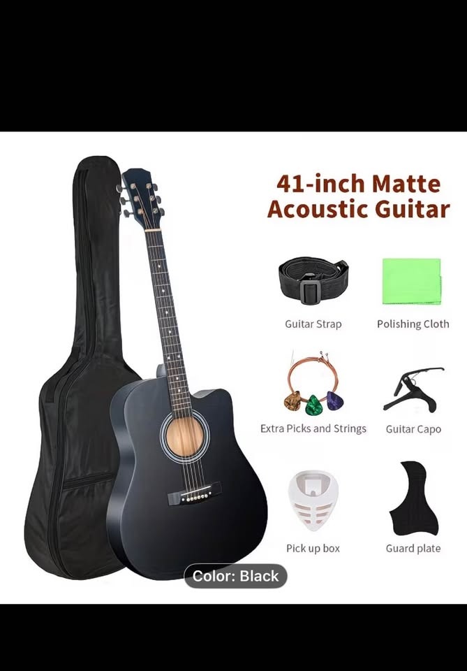 41-inch Matte Black Acoustic Guitar - photo 3