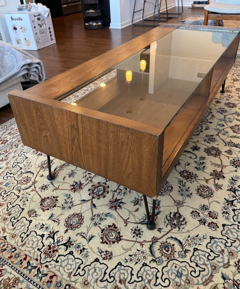 Modern Wood & Glass Coffee Table – Mid-Century Style - photo 2